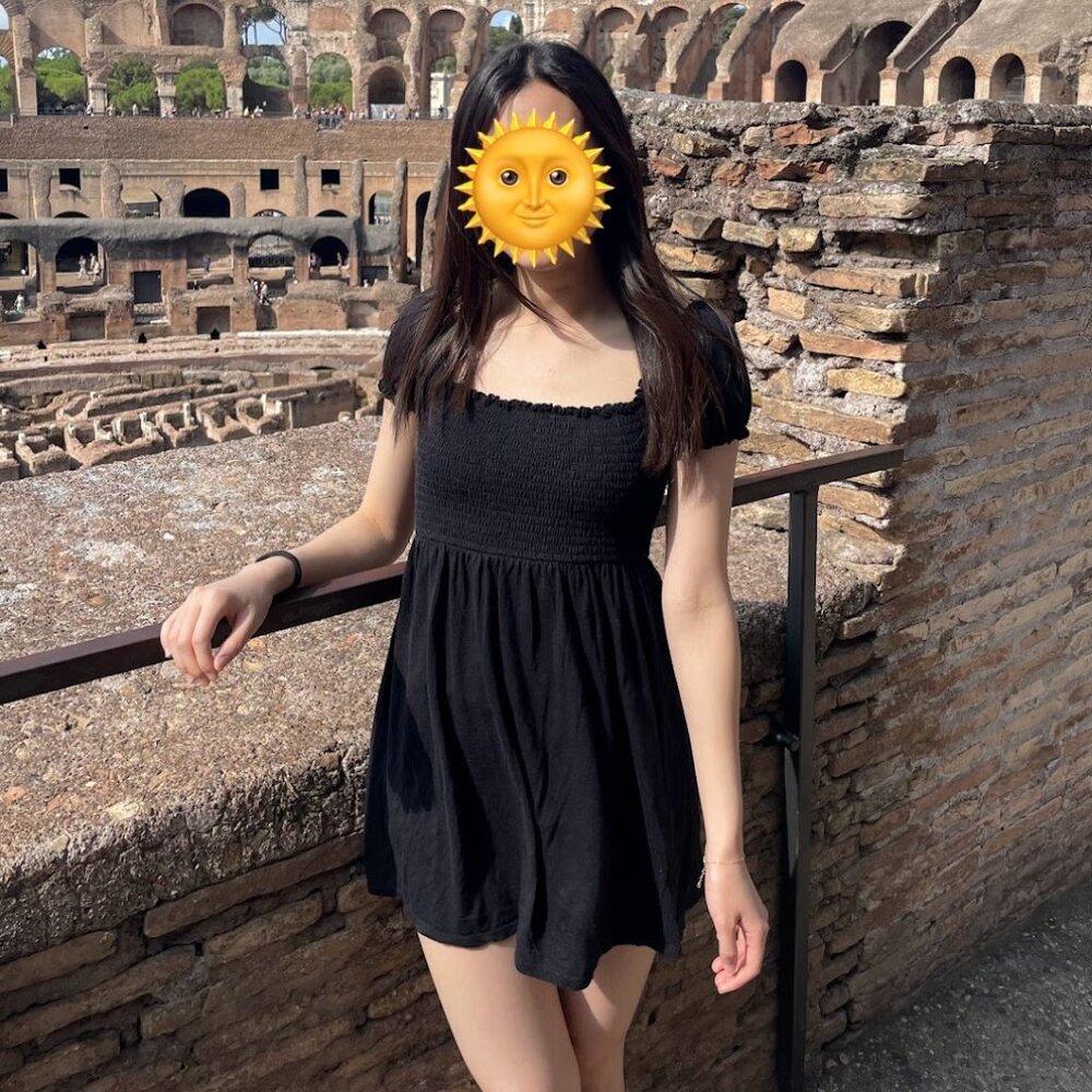 Forever 21 – Black Puff Sleeve Smocked Babydoll Mini Dress (S, Like New)